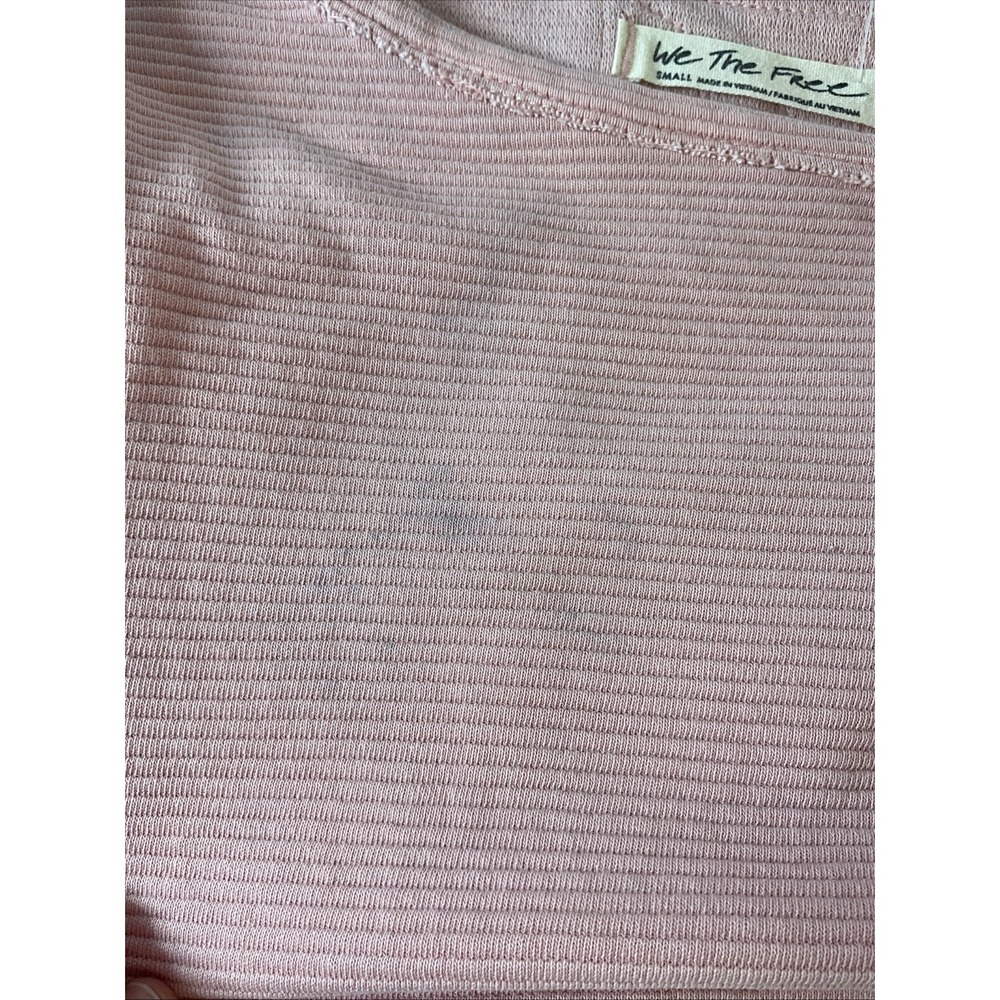 We The Free Sweatshirt Size S Pink Distressed ovrsize Rib Texture Loose Fit - Picture 6 of 12